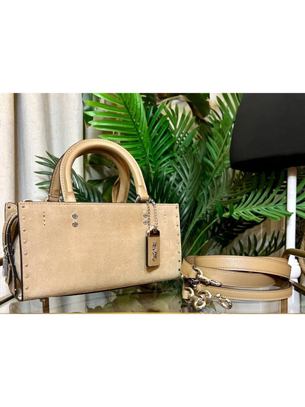 ✺ AUTHENTICATED NEW! Coach Rogue 26 Tan Suede Leather Handbag WITH COA